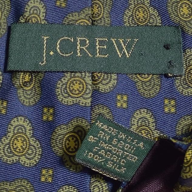 N404 J.CREW Jクルー ジェイクルー アメリカ製 美品 総柄 ブランド ネクタイ ネイビー × グリーン!!_画像5