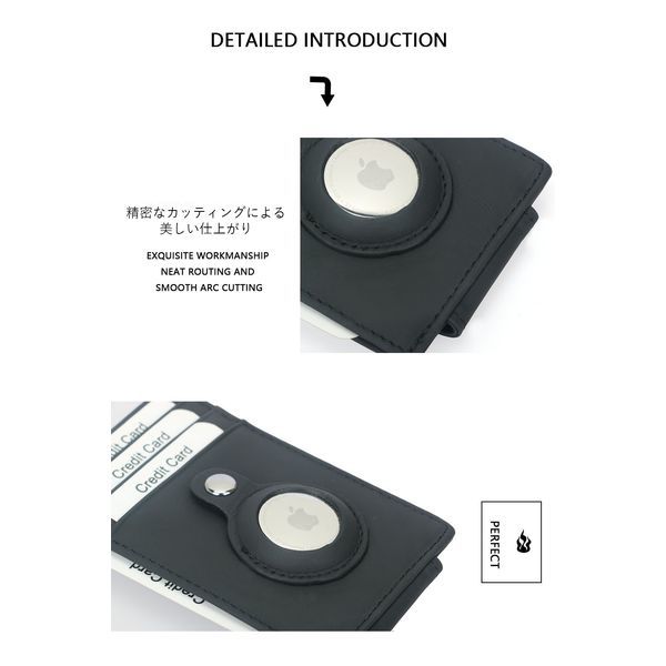 マネークリップ カードケース 薄型 新品 Air Tag 収納 メンズ レディース カードケース 財布 男性 RFID カード収納 ウォレット マットブラ_画像2