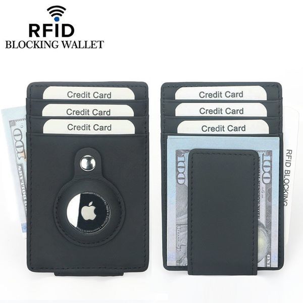 マネークリップ カードケース 薄型 新品 Air Tag 収納 メンズ レディース カードケース 財布 男性 RFID カード収納 ウォレット マットブラ_画像1