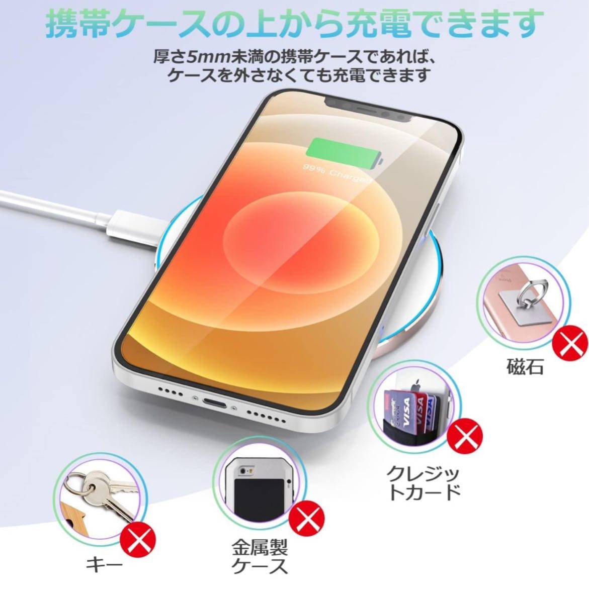 IMDEN ワイヤレス充電器 急速 最大15W出力 置くだけ充電 iPhone15/15 Plus/15 Pro/15 Pro MAX/iPhone14/14 Plus他の画像5