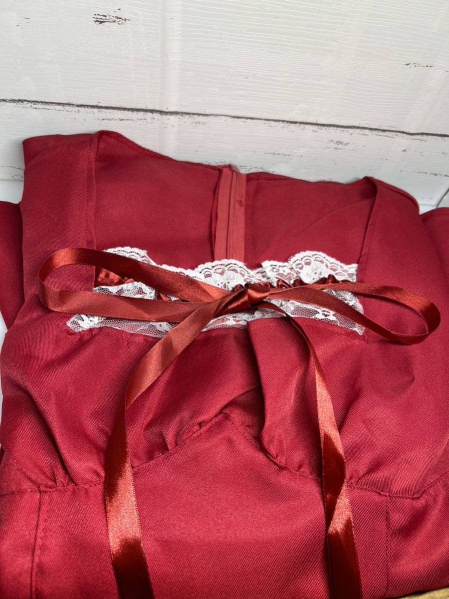 メイド服 ワンピース 可愛い おおきいサイズ かわいい コスプレ 半袖 ロリータ メイド 衣装 3点セット サイズXLの画像4