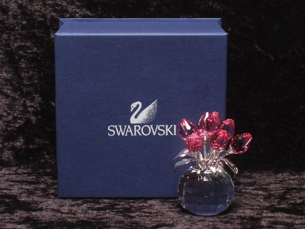 美品 スワロフスキー 置物 オブジェ フィギュリン チューリップ ピンク 626874 SWAROVSKI