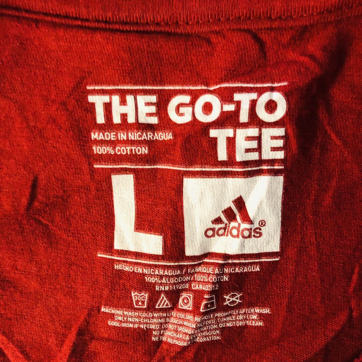 アディダス　adidas L フットボールプリントTシャツ　ボルドー_画像3