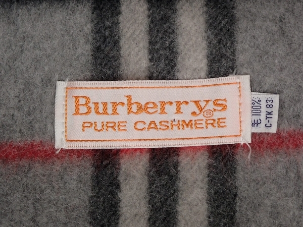 送料無料 Burberrys カシミヤマフラー★バーバリー/カシミヤ100％/グレーチェック柄/24*2*2-14_画像6