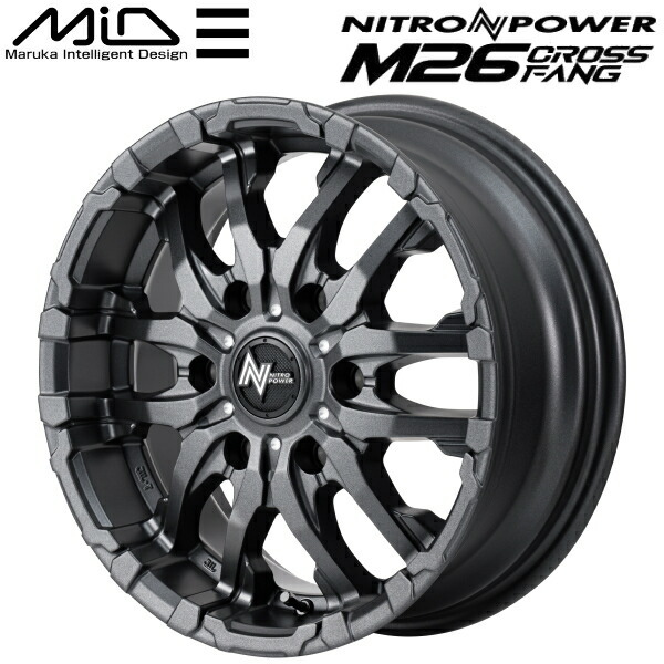 MID ナイトロパワー M26 CROSS FANG ホイール4本 バレルブラック/ドリルド 6.5J-17インチ 6穴/PCD139.7 インセット+48_画像1