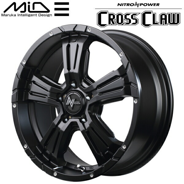 MID ナイトロパワー CROSS CLAW ホイール4本 セミグロスブラック/ピアスドリルド 7.0J-17インチ 5穴/PCD114.3 インセット+40_画像1