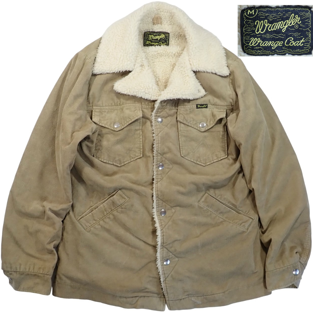 5348/Wrangler Wrange Coatコーデュロイ素材 裏ボア ランチコート●洗濯プレス済●ナップボタン ジャケット ラングラービンテージ復刻 古着_画像1