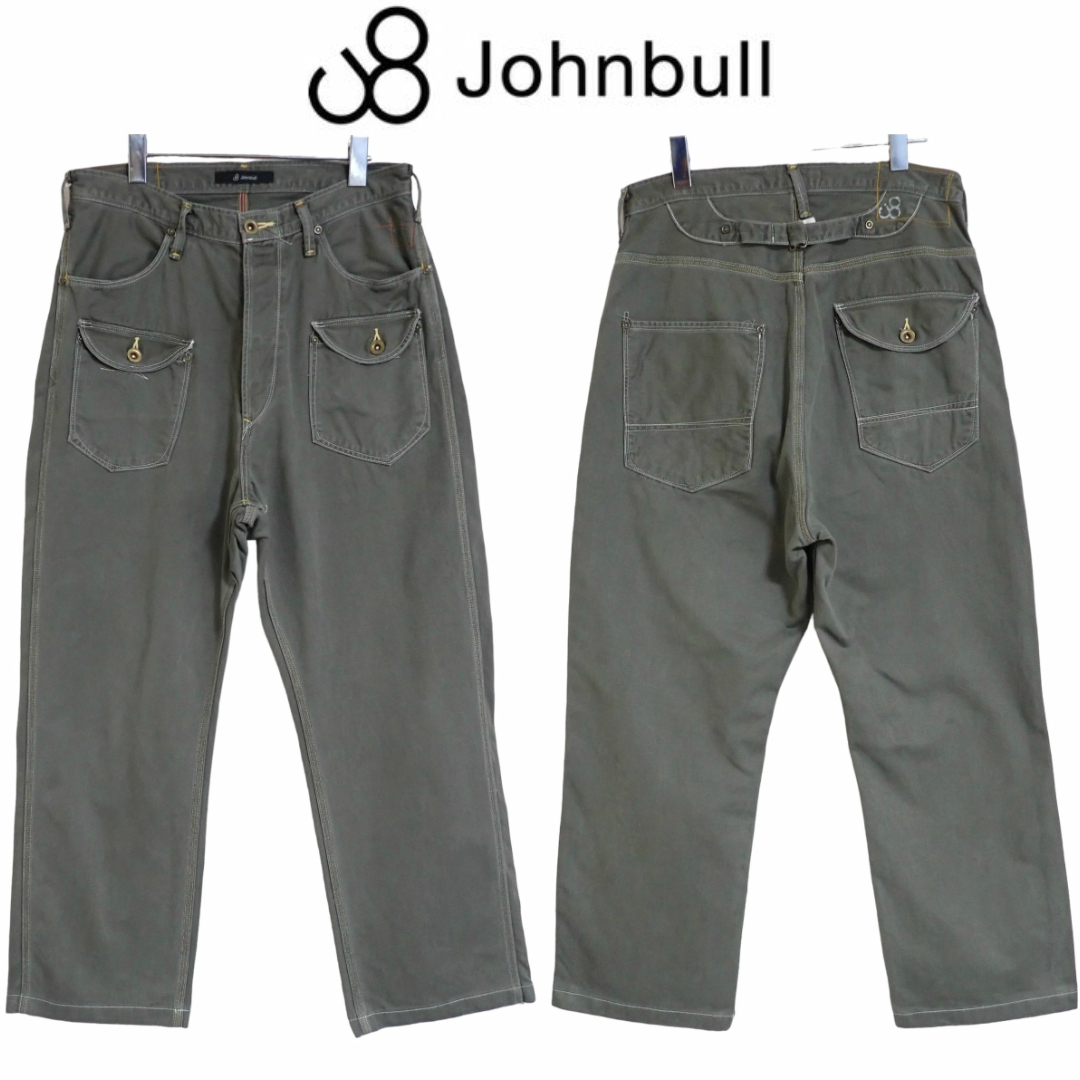 5388/良好 Johnbullフロントフラップパッチポケット パンツM日本製●洗濯プレス済●シンチバック ボタンフライ3本ステッチワークパンツ古着