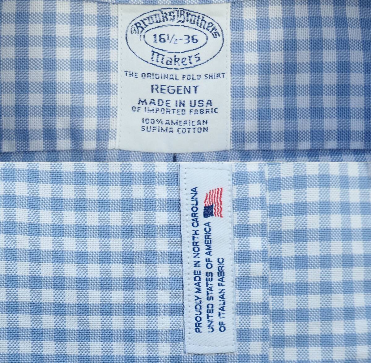 5412/美品USA製 BROOKS BROTHERSボタンダウン長袖シャツ16 1/2-36●洗濯プレス済●ブロックチェック柄Yシャツワイブルックスブラザーズ古着_画像6