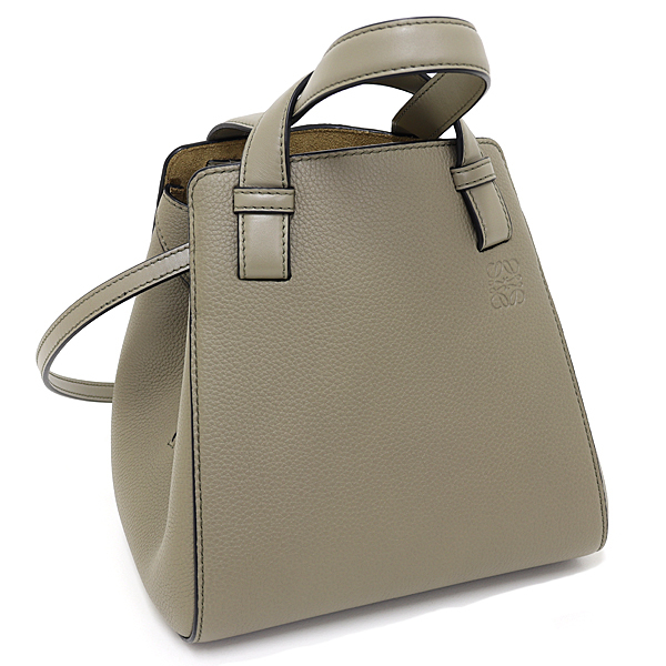 ロエベ LOEWE ハンモック ナゲット 2way ハンド ショルダー バッグ ソフトグレインカーフ A538H04X06 カーキ ゴールド金具 未使用品