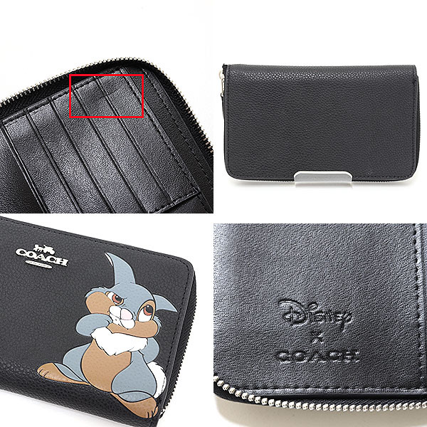 コーチ DISNEY X COACH ミディアム ジップアラウンド ウォレット とんすけ ブラック Sランク 【中古】_画像3