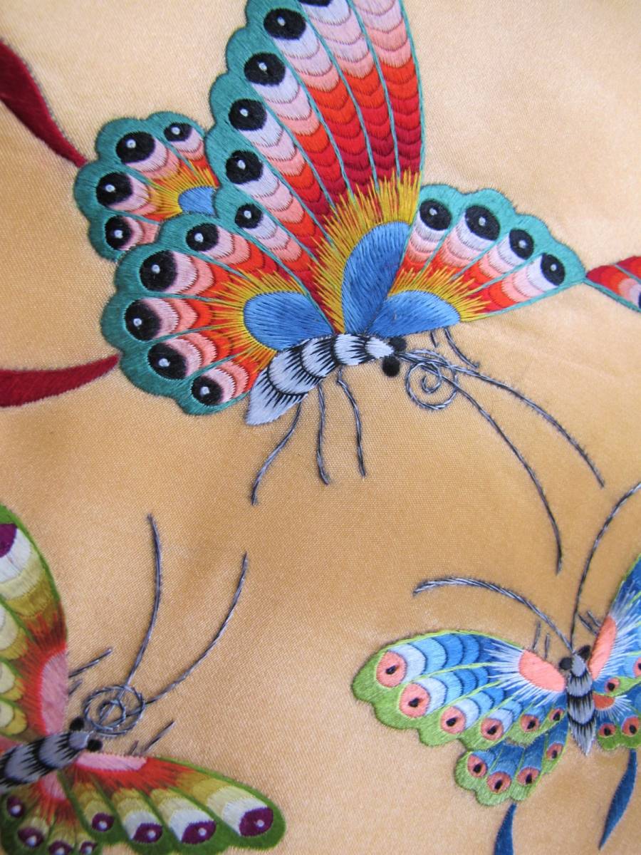 ヤフオク 鮮やか蝶々の群れ 蘇州刺繍アンティーク名古屋帯 ヤフオク 鮮やか蝶々の群れ 蘇州刺繍アンティーク名古屋帯
