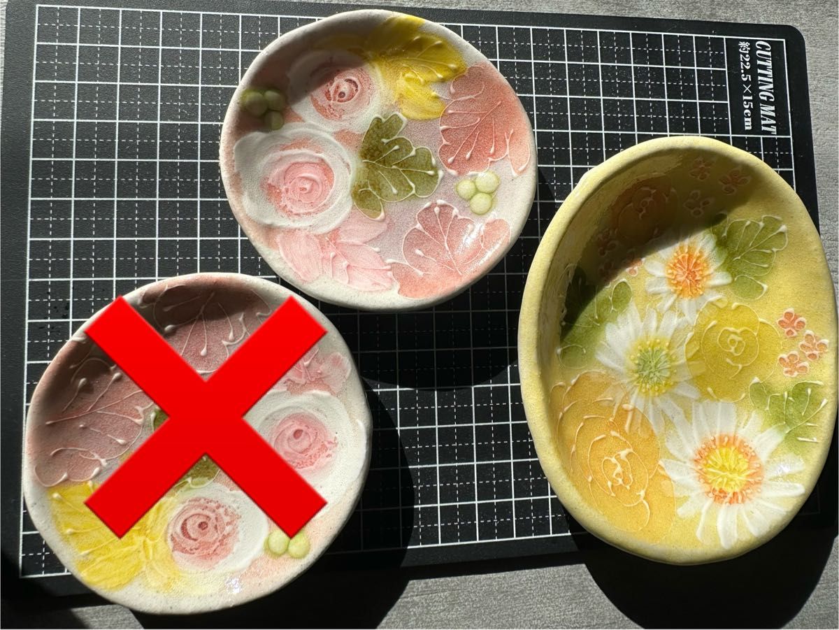 黄彩色絵花　ゆずりは工房　瀬戸焼　食器 小皿 プレート 薬味皿 手描き 花柄