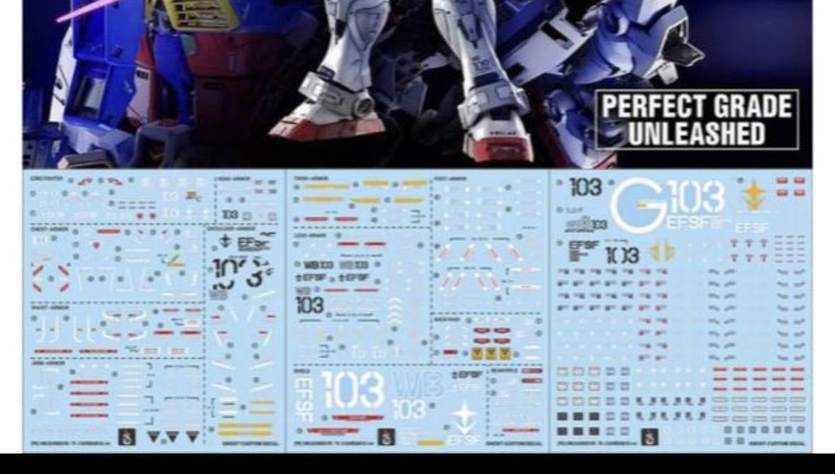 PG UNLEASHED RX-78-3 G3ガンダムガンダム用水転写式デカール　3枚組_画像1