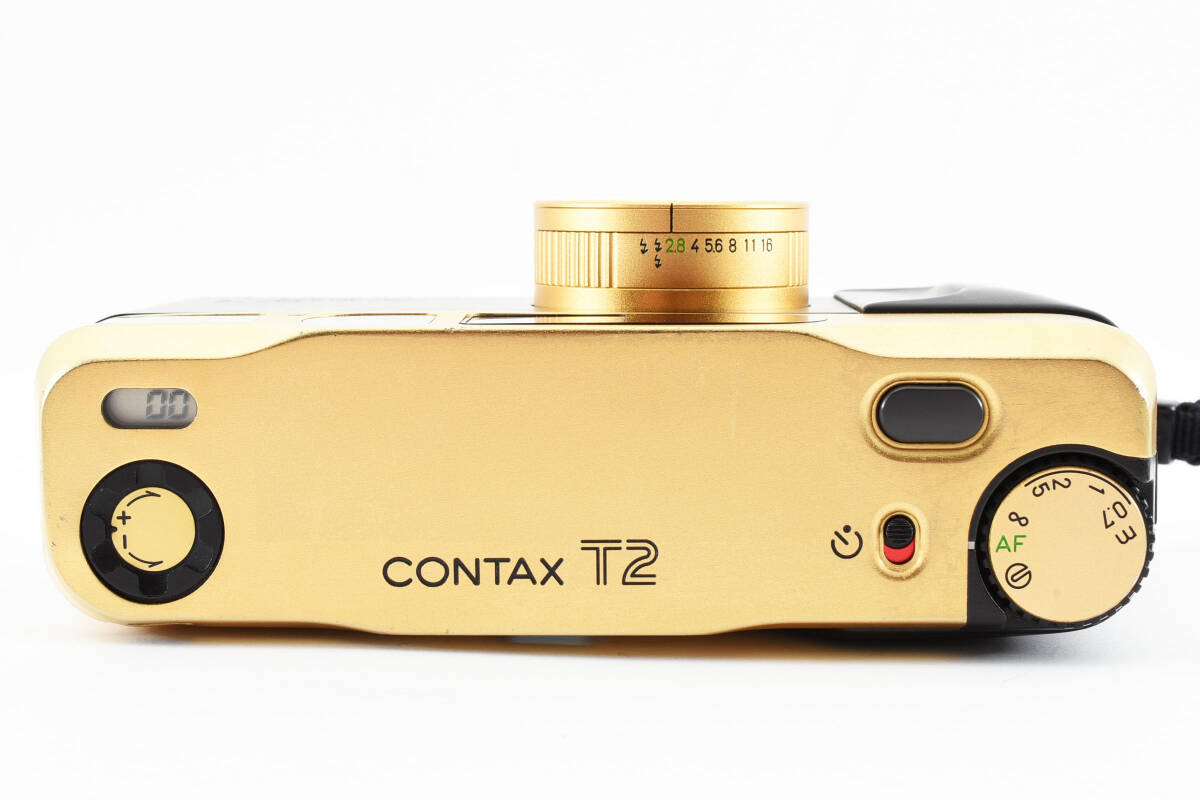Contax コンタックス T2 Gold 60years コンパクトカメラ フィルム Carl Zeiss Sonnar 38mm f/2.8 T 2073459_上部にシール痕のような痕跡があります