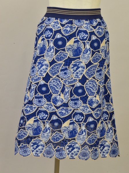 ヴィヴィアンタム VIVIENNE TAM 壺刺繍 スカート カットワーク レース 38サイズ ブルー(Multi-Blue) レディース u_s F-L7736_画像2