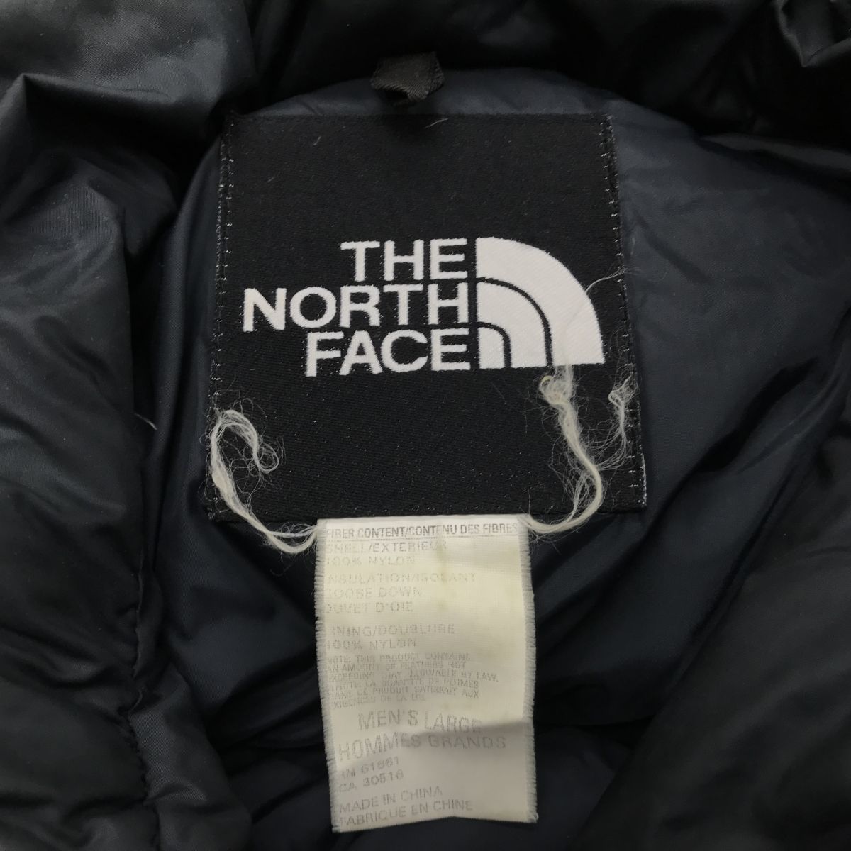 F65-N◆old◆ THE NORTH FACE ノースフェイス ヌプシジャケット ダウンジャケット ロゴ刺繍◆sizeL ブラック系 ナイロン100 厚手_画像8