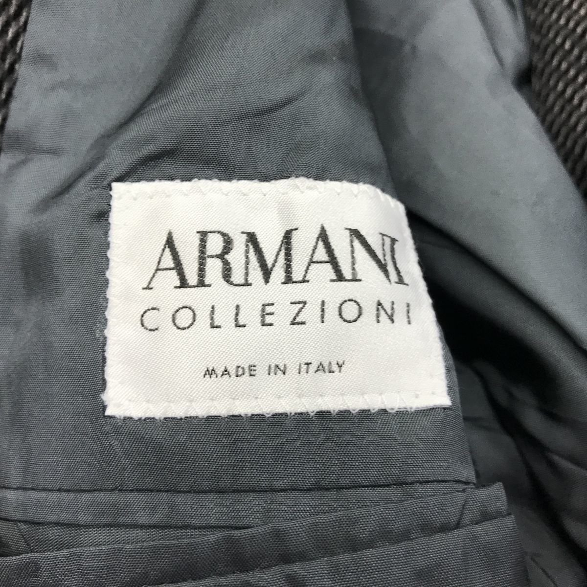 F62-N◆良品◆イタリア製◆ ARMANI COLLEZIONI アルマーニコレツィオーニ ベロア調 テーラードジャケット 2B ◆size48 グレー系 総柄 綿_画像8