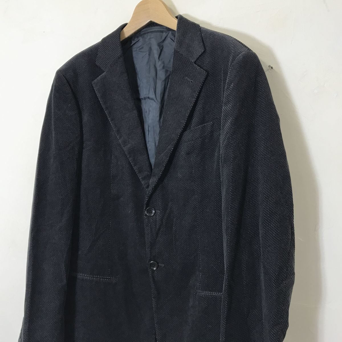 F62-N◆良品◆イタリア製◆ ARMANI COLLEZIONI アルマーニコレツィオーニ ベロア調 テーラードジャケット 2B ◆size48 グレー系 総柄 綿_画像5