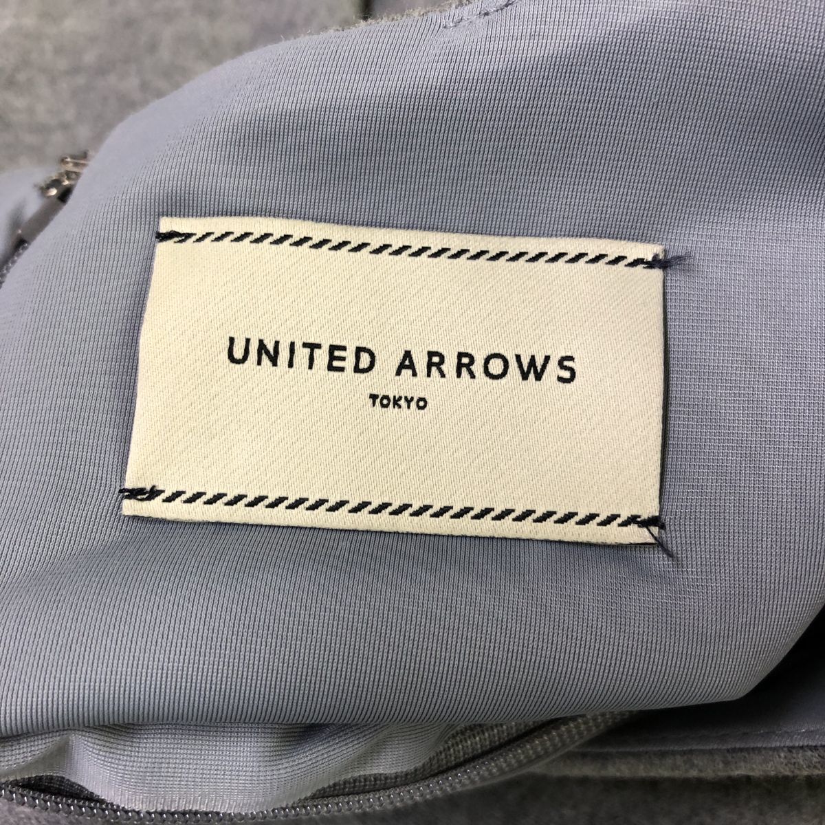 F29-J◆日本製 UNITED ARROWS TOKYO ユナイテッドアローズ トーキョー ウール長袖ロングワンピース◆グレー 毛100% レディース 秋冬_画像7