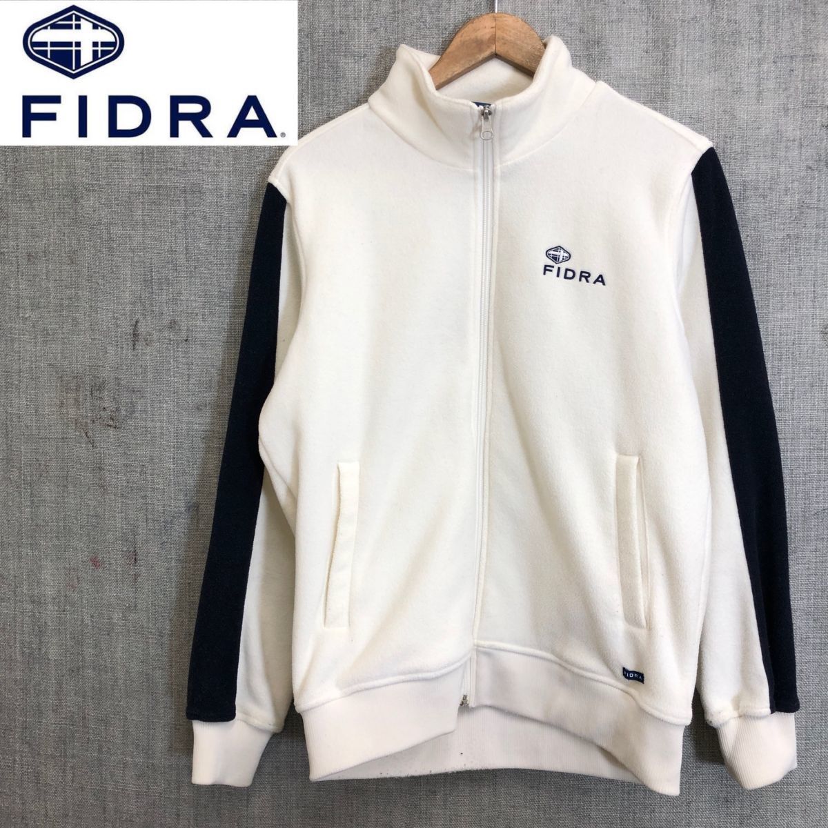 F233-F-N◆ FIDRA フィドラ フリースジャケット ジップアップブルゾン ◆ sizeS ポリエステル100 ホワイト 古着 メンズ ゴルフウェア_画像1