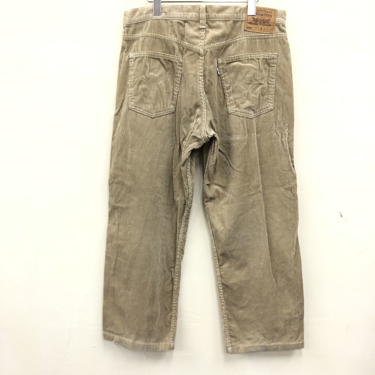 F482-F◆ 90s ◆ USA製 ◆ Levis リーバイス 565 コーデュロイパンツ old ◆ sizeW34L32 コットン ポリエステル ベージュ 古着 メンズ_画像6