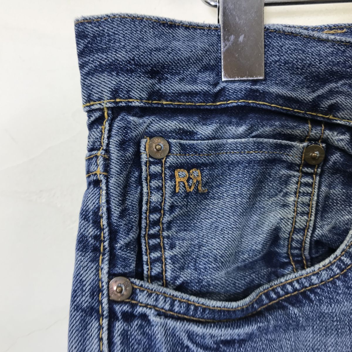 F1964-D◆ USA製 DOUBLE RL Ralph Lauren ダブルアールエル ラルフロレーン デニムパンツ ジッパーフライ◆size30/32 ブルー コットン_画像5