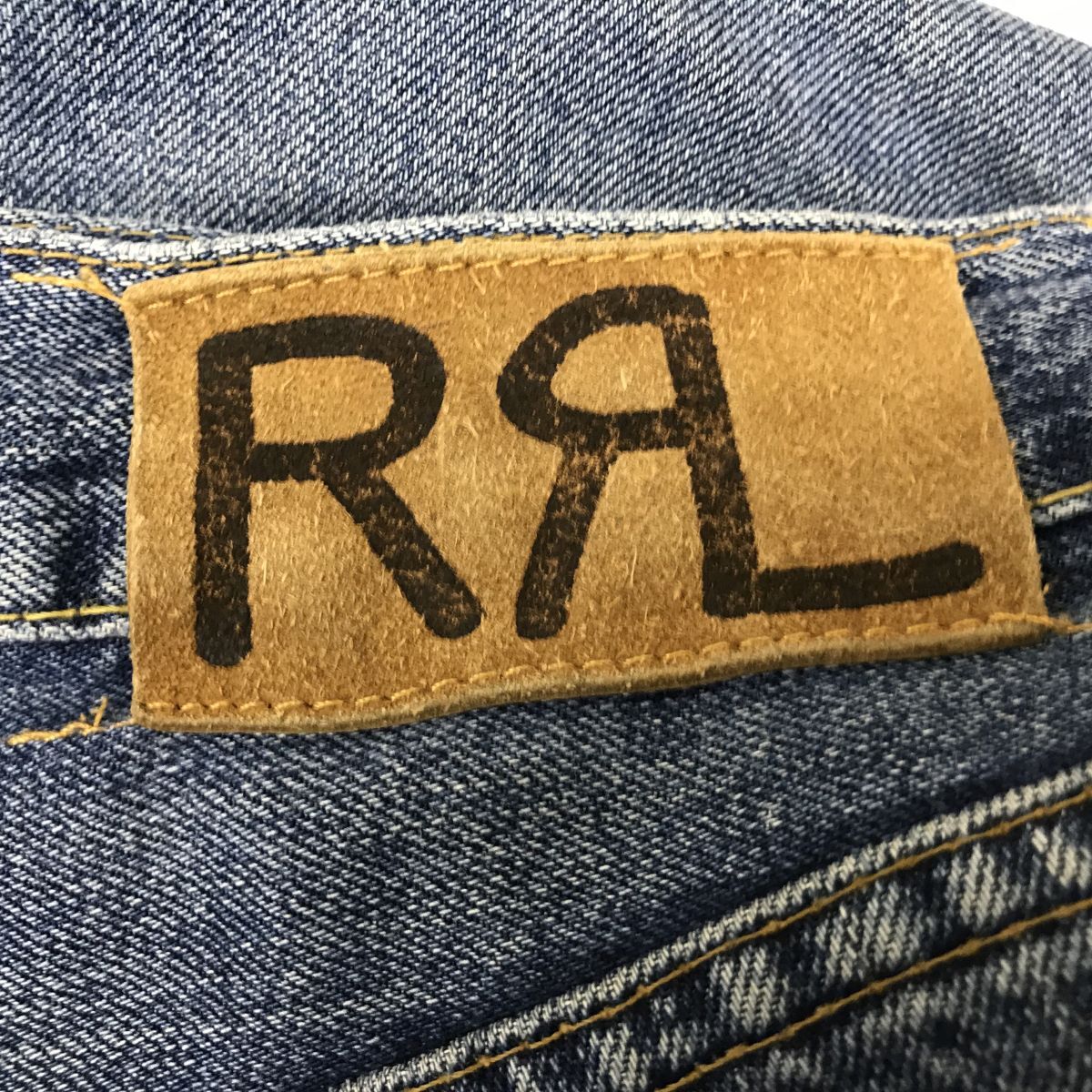 F1964-D◆ USA製 DOUBLE RL Ralph Lauren ダブルアールエル ラルフロレーン デニムパンツ ジッパーフライ◆size30/32 ブルー コットン_画像7