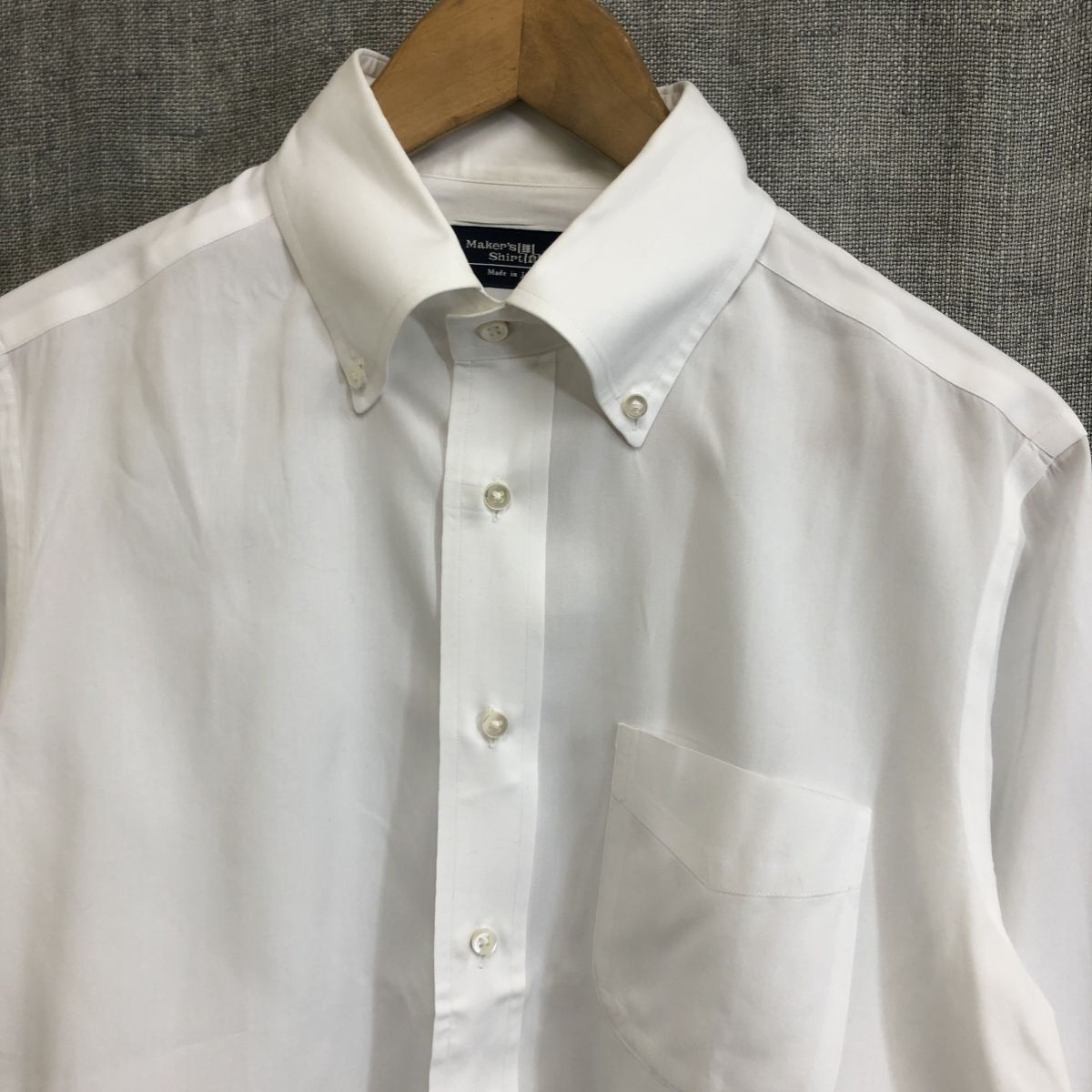 F1828-F-N◆ makers shirt 鎌倉 メーカーズシャツ 長袖シャツ ボタンダウン ◆ size41-89 コットン100 ホワイト 古着 メンズ_画像3