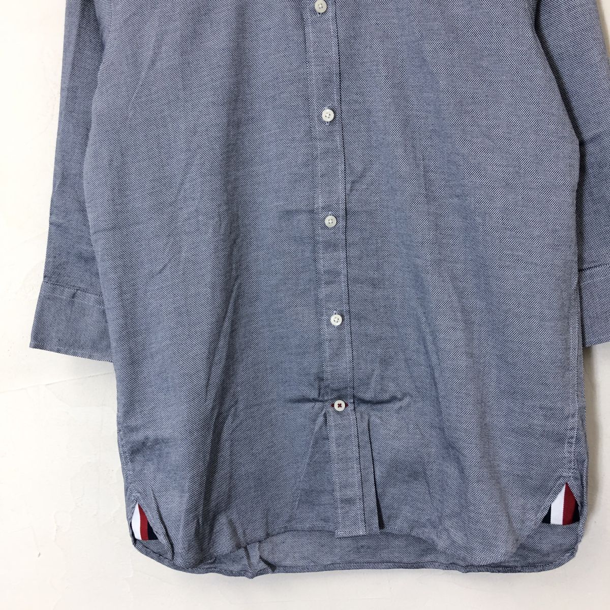 F1997-F◆タグ付き美品◆ TOMMY HILFIGER トミーヒルフィガー シャツ ボタンダウン 七分丈 ◆ sizeM コットン ポリウレタン ブルー_画像4