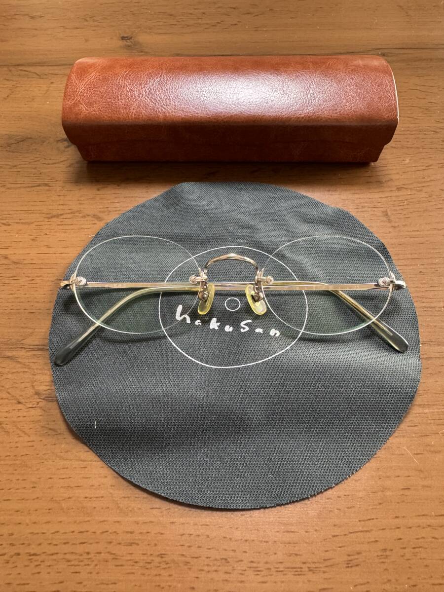  Hakusan glasses shop ANAAKI( rim less frame ) brink none titanium correction glasses case ( after market made ), glasses .. attaching used 