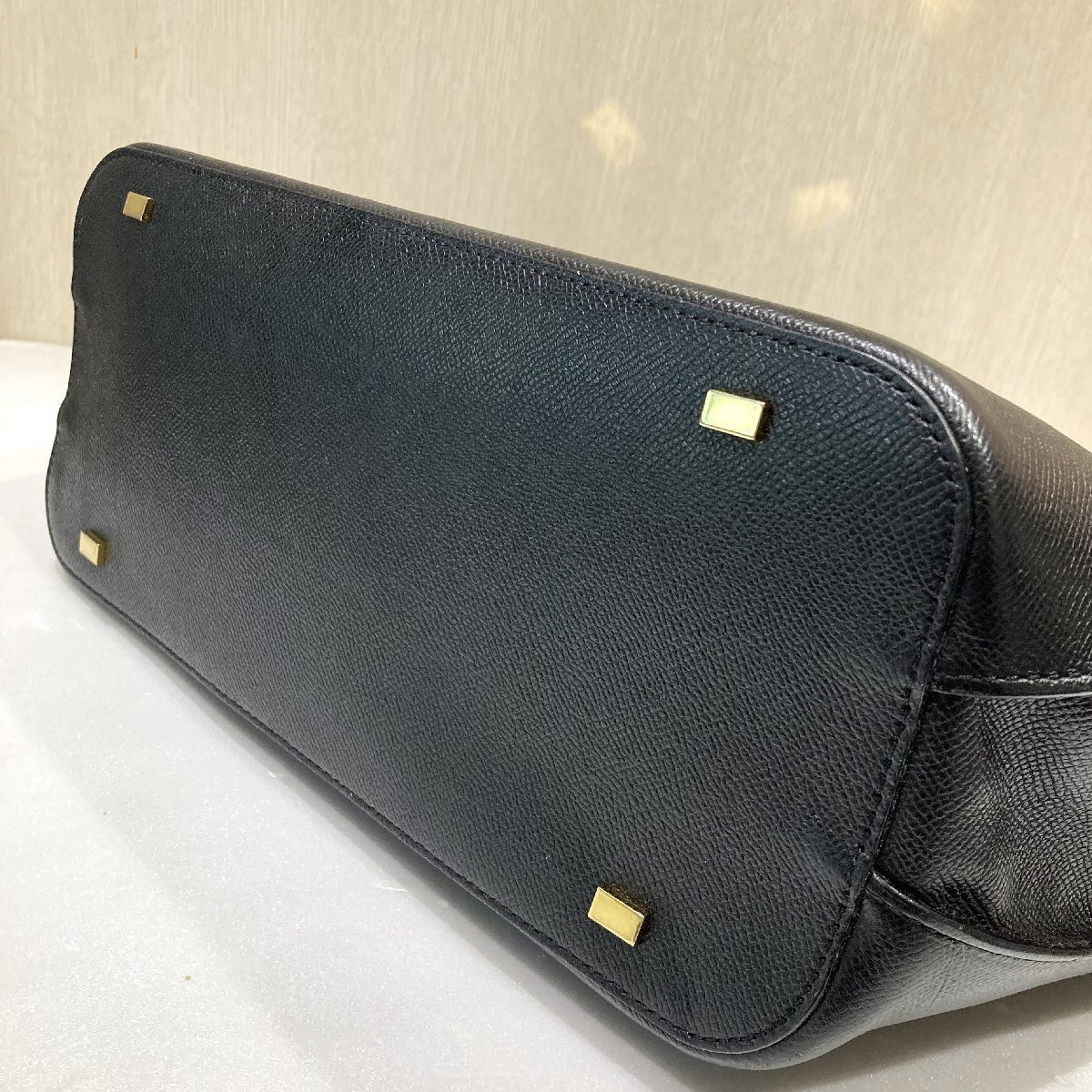 【76】1円～ 中古品 CELINE セリーヌ ハンドバッグ トートバッグ ビジネスバッグ ブラック 牛革 レザー ブランド 無地 レディース_画像3