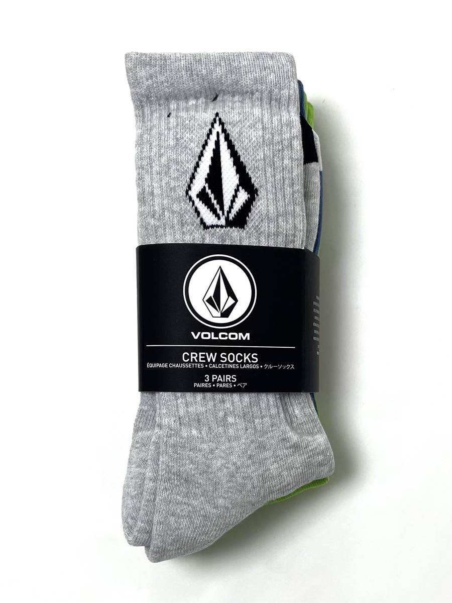 VOLCOM ボルコム D6312400SNB④ メンズ 靴下 3個セット ソックス Logo Socks US9-12 27cm-30cm 3色アソート ヴォルコム 新品 即決 送料無料_画像1