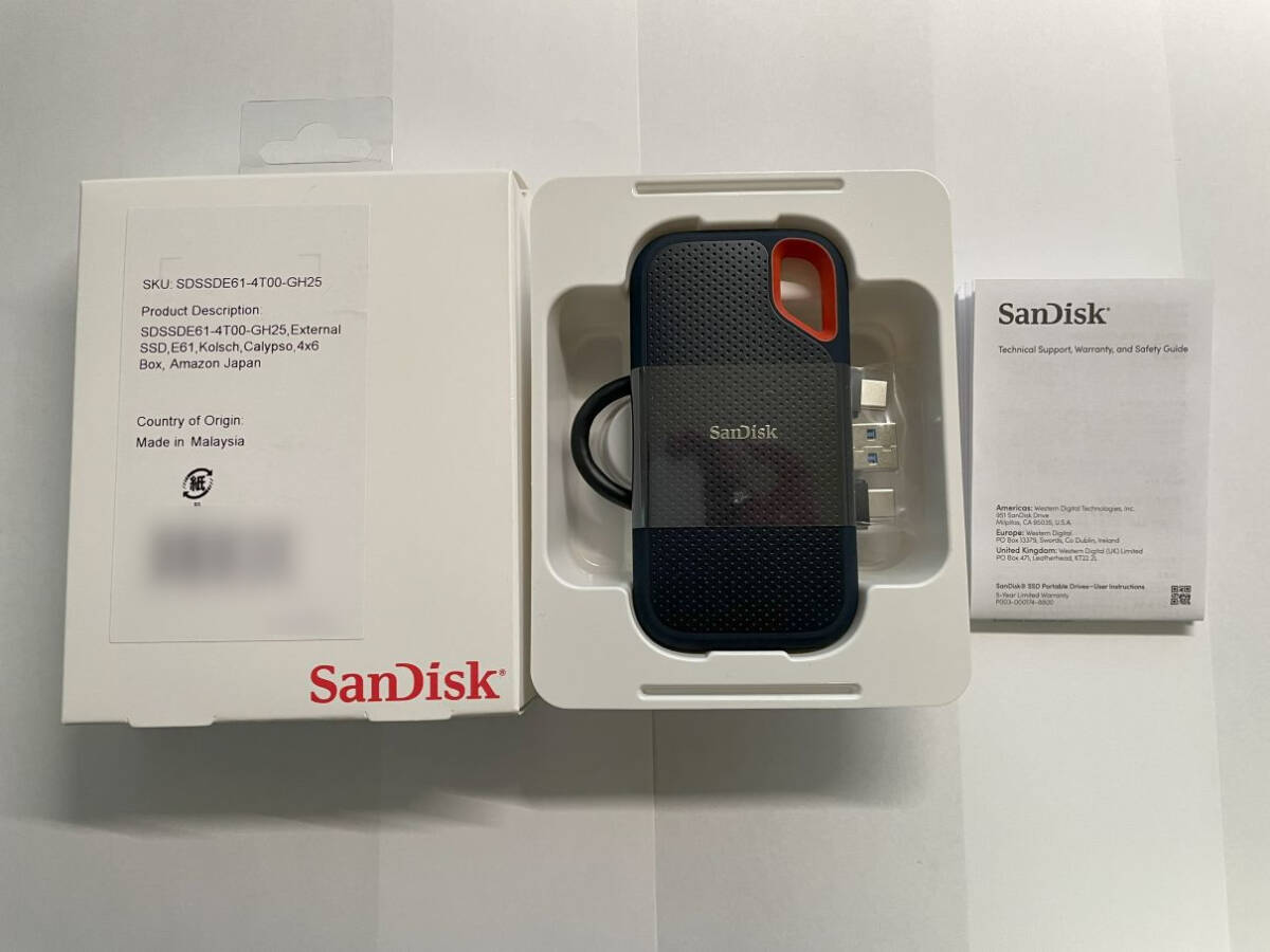SanDisk SSD 外付け 4TB SDSSDE61-4T00-GH25 エクストリーム ポータブルSSD_画像2