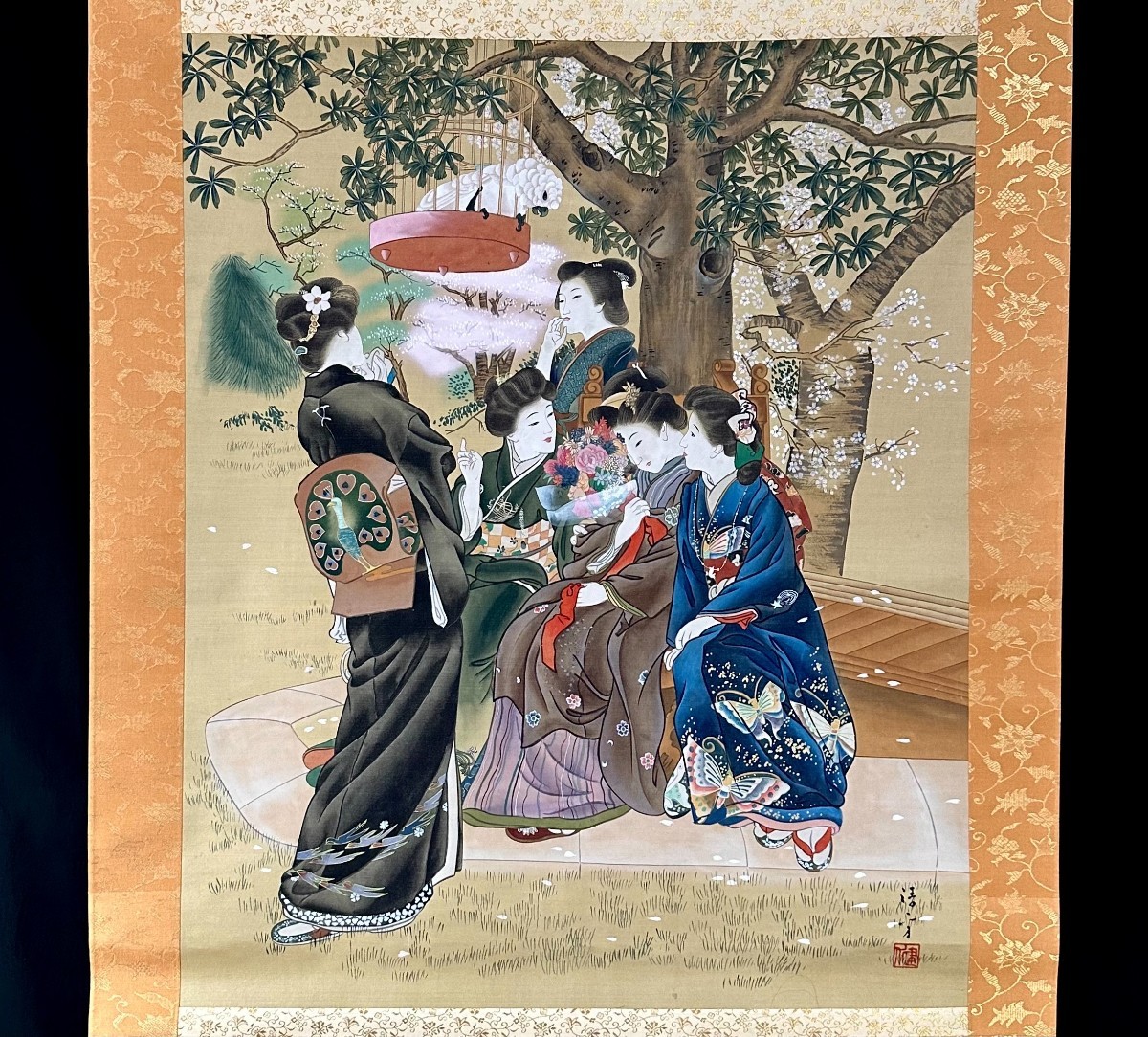 模写/鏑木清方/紫式部/画賛/盆栽/人物図/布袋屋掛軸HJ-31 Yahoo!オークション - 【模写】鏑木清方「嫁ぐ人」掛軸 絹本