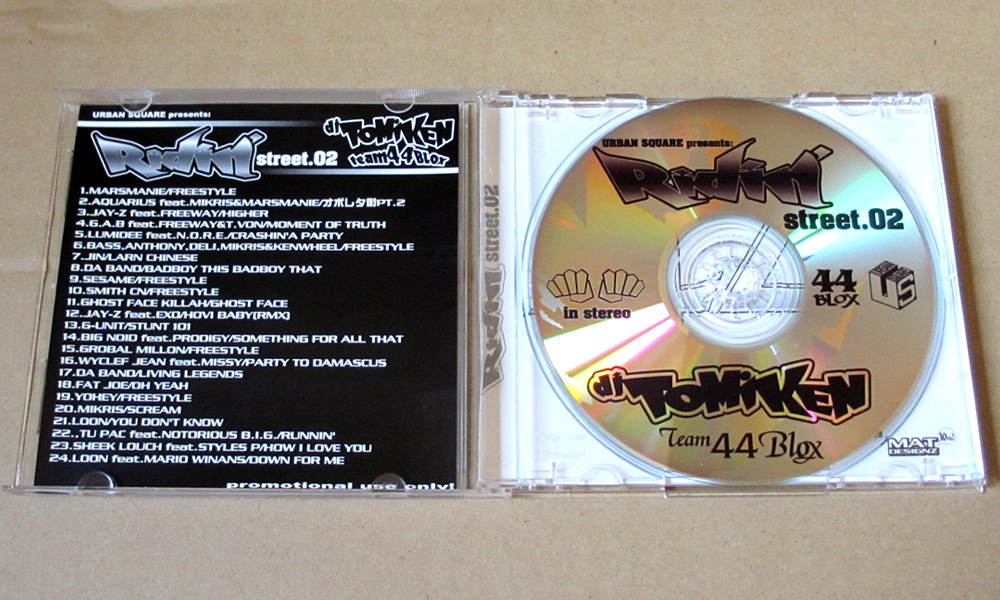 美品 DJ TOMIKEN Ridin' street.02 MIX CD　Team 44 Blox MARSMANIE MIKRIS BASS DELI AQUARIUS JHETT a.k.a YAKKO MURO LUNCH TIME SPEAX_画像3