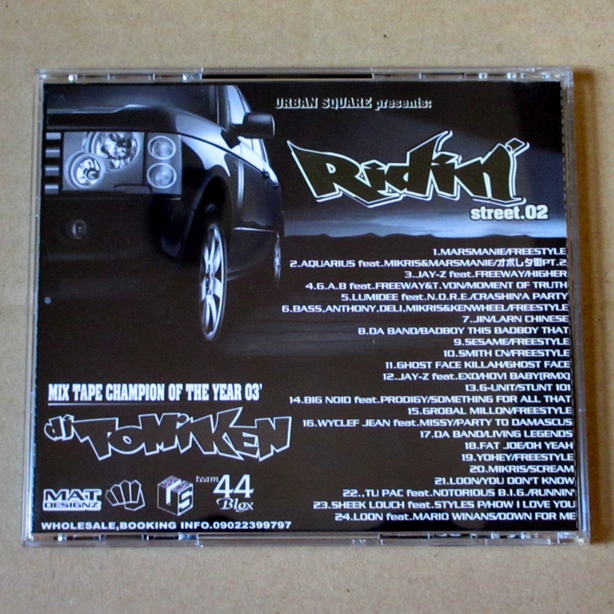 美品 DJ TOMIKEN Ridin' street.02 MIX CD　Team 44 Blox MARSMANIE MIKRIS BASS DELI AQUARIUS JHETT a.k.a YAKKO MURO LUNCH TIME SPEAX_画像2