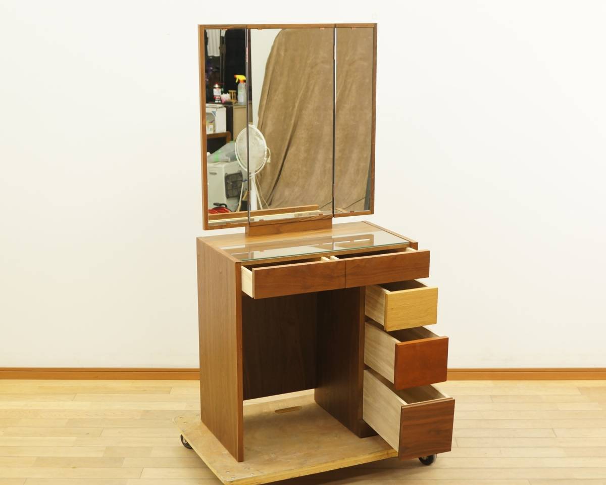  higashi is :[ natural tree natural wood ]Cynthia sincere half three surface dresser stool attaching walnut material simple & multicolor three surface mirror dresser Sugimoto furniture 