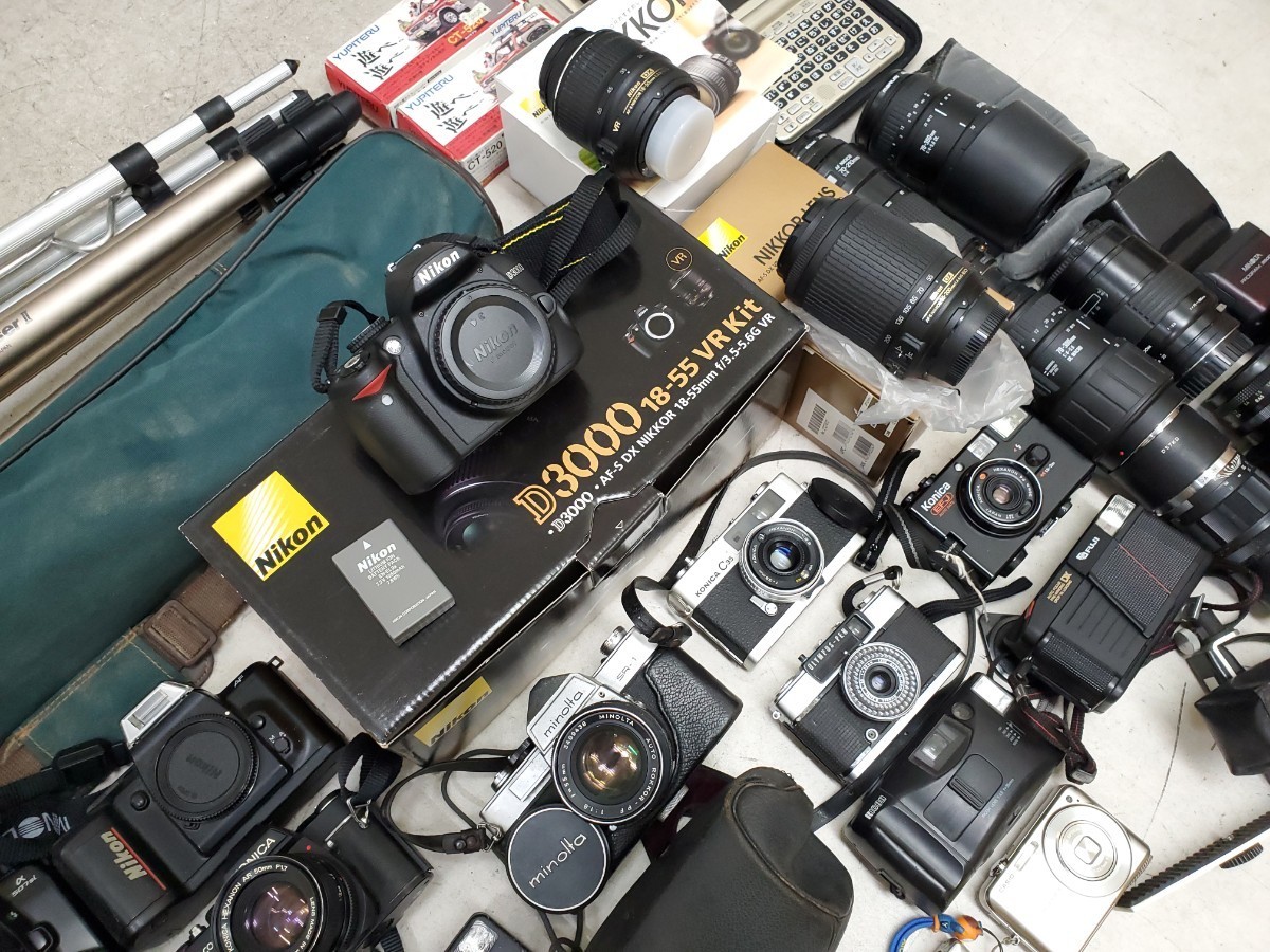カメラ まとめ フィルム デジタル 一眼レフ 単焦点レンズ Nikon D3000 DX CANON KONICA EFJ C35 Acom-1 Minolta SR-1 FUJI 元箱 現状品_画像10