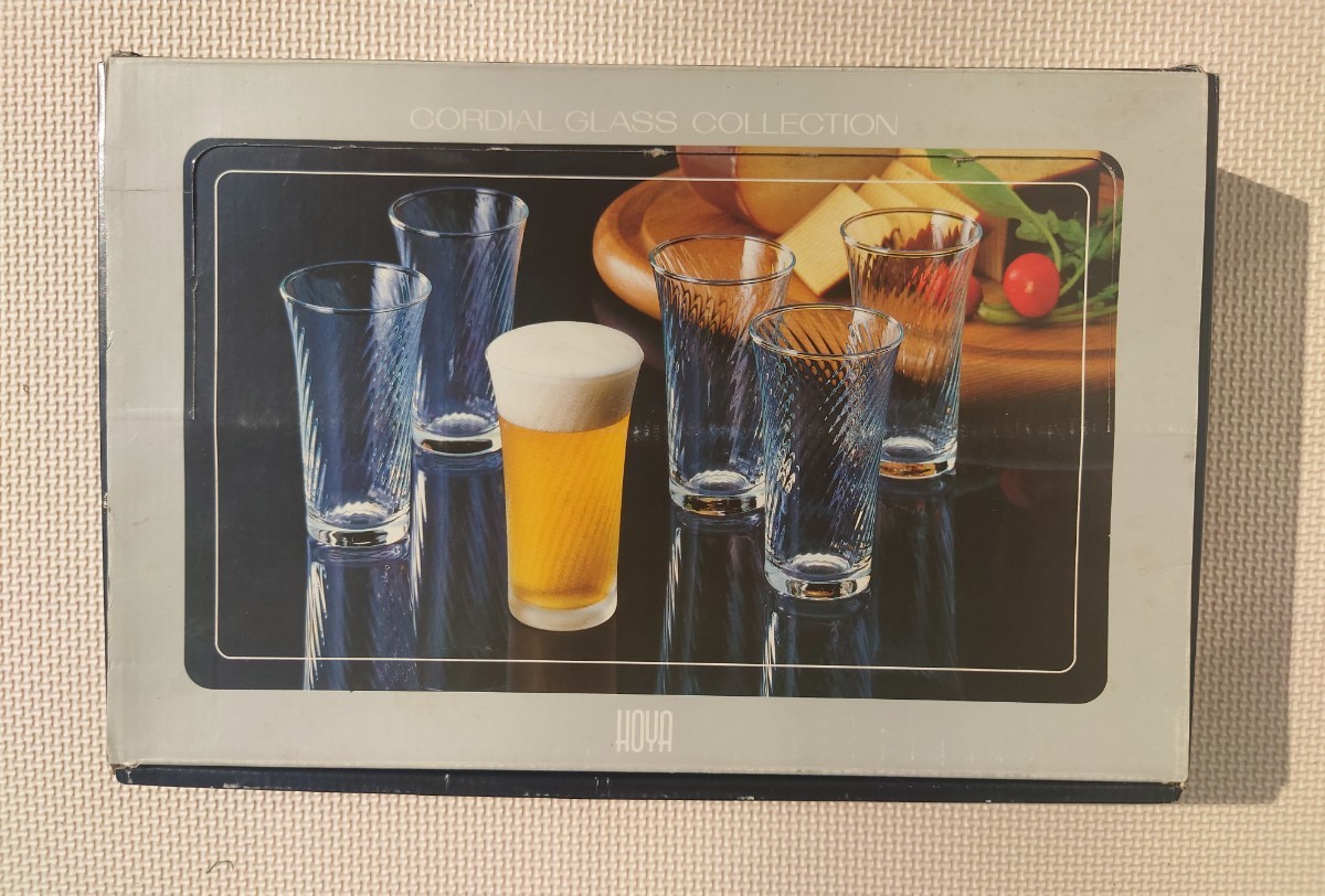 【未使用】HOYA クリスタルガラス タンブラー10客 セット 一口ビール 10個入り HBT7800(インナーモール) ビールグラス コップ レトロの画像1