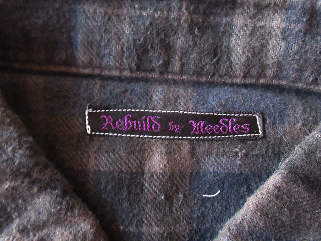 2024SS REBUILD by NEEDLES Flannel Shirt - Ribbon Wide Shirt / Over Dye ブラウン系/リメイクシャツ/ニードルズリビルド_画像3