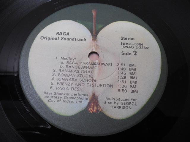RAVI SHANKAR・ラヴィ・シャンカール / RAGA・サントラ盤・ジョージ・ハリソン     LP盤・SWAO 3384の画像8