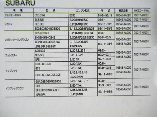 未使用 HKS製エアーフィルター(純正交換タイプエアークリーナー)スーパーハイブリッドフィルター70017-AF001 BP/BLレガシィ/GHインプレッサ_画像5