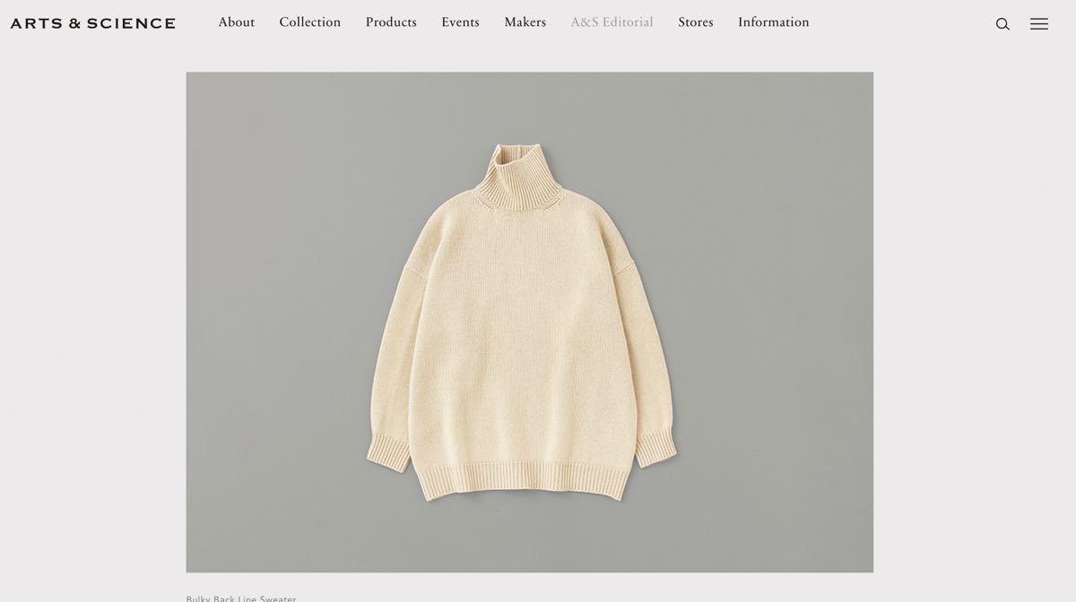 ARTS&SCIENCE cashmere Back Line Turtleneck Sweaterカシミヤ ARTS&SCIENCE cashmere Back Line Turtleneck Sweaterカシミヤ