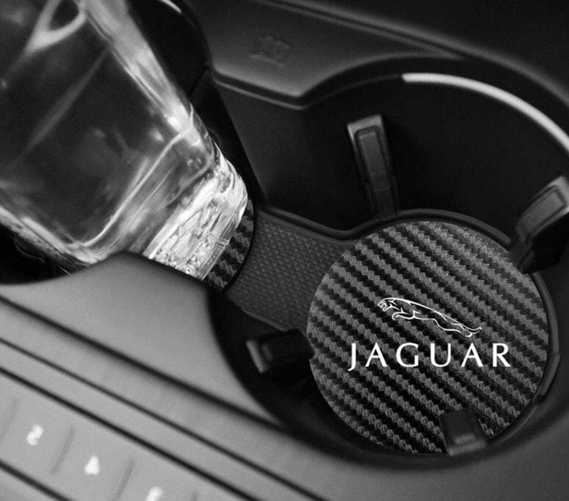 * new goods * charcoal element fiber * Jaguar JAGUAR* Logo in-vehicle equipment ornament Coaster drink holder Coaster 2 pieces set 
