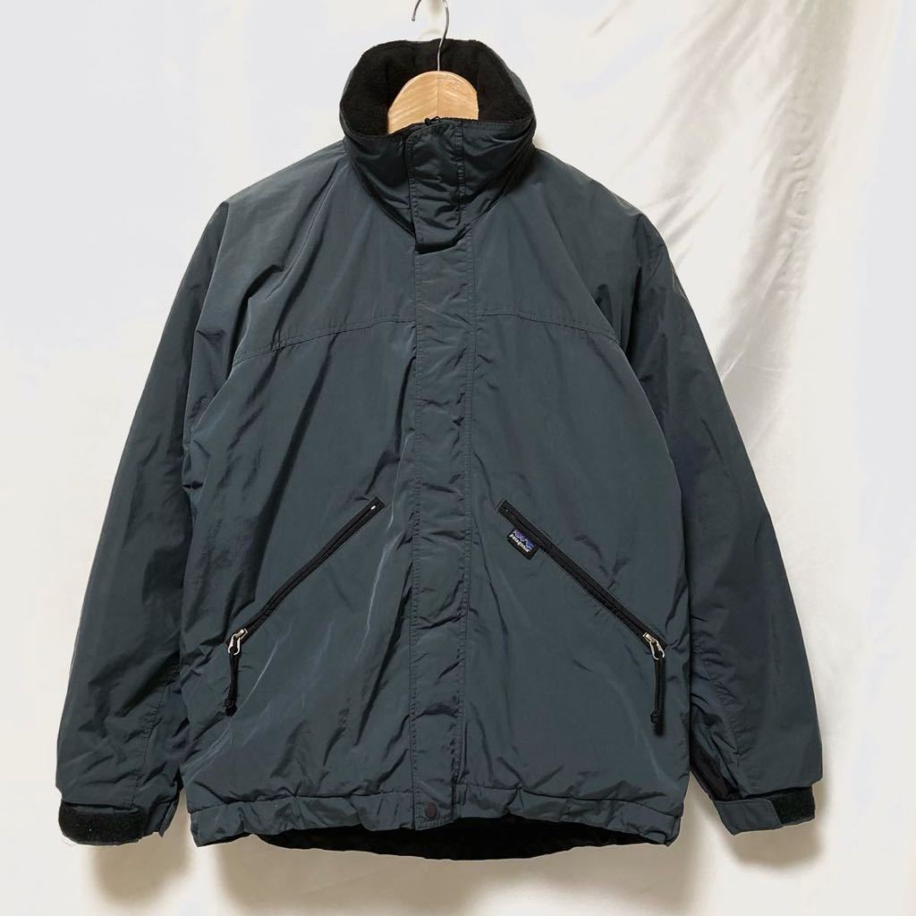 90s 99年 Columbia製 patagonia fusion jacket パタゴニア フュージョン ジャケット ナイロン 裏ボア フード付き ジャケット XS チャコール_画像1