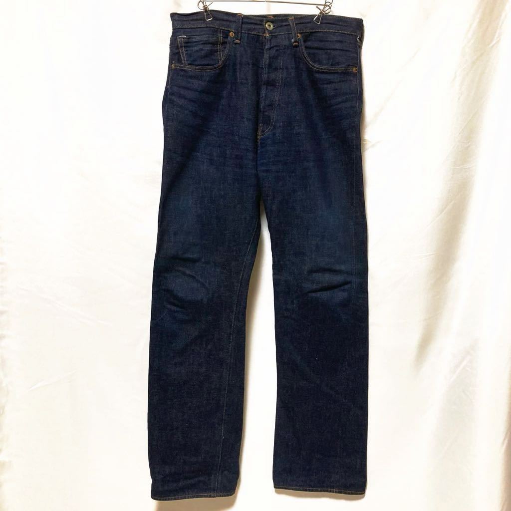 00s 02年 日本製 LEVI’S リーバイス S501XX W32 デニム 片面タブ ペンキステッチ BIGE 隠しリベット Vステッチ 赤耳 大戦モデル 革パッチ_画像2