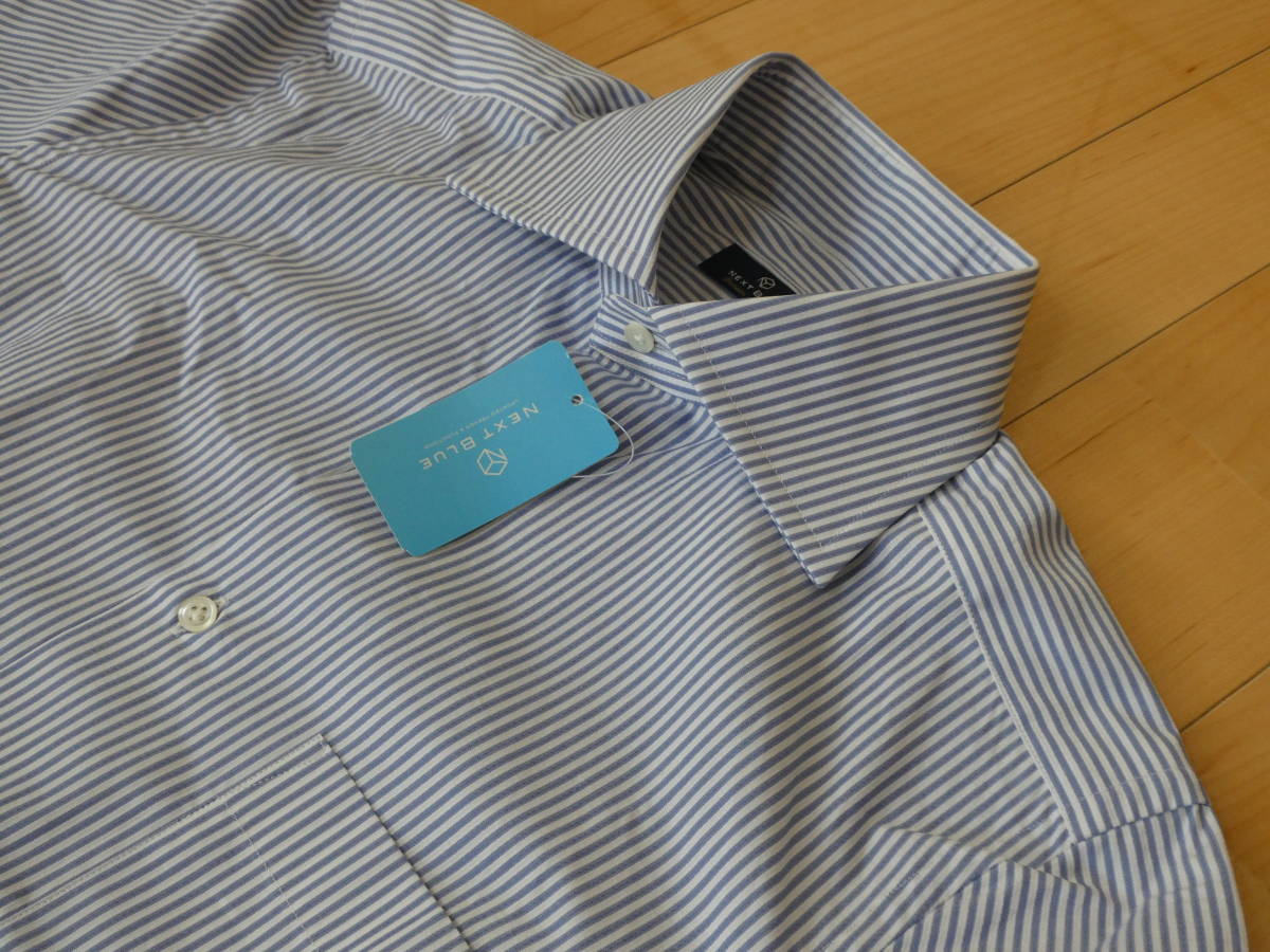 NEXT BLUE ネクストブルー メンズ 長袖Yシャツ ブルーストライプ サイズS 37/(78-80) 新品未使用品の画像3