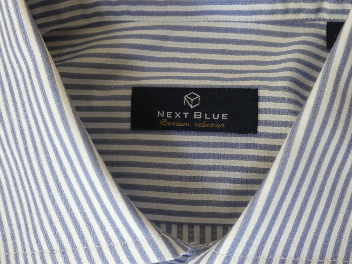 NEXT BLUE ネクストブルー メンズ 長袖Yシャツ ブルーストライプ サイズS 37/(78-80) 新品未使用品の画像4
