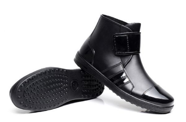  men's boots rain short boots 26cm waterproof . slide light weight business rain boots work shoes 